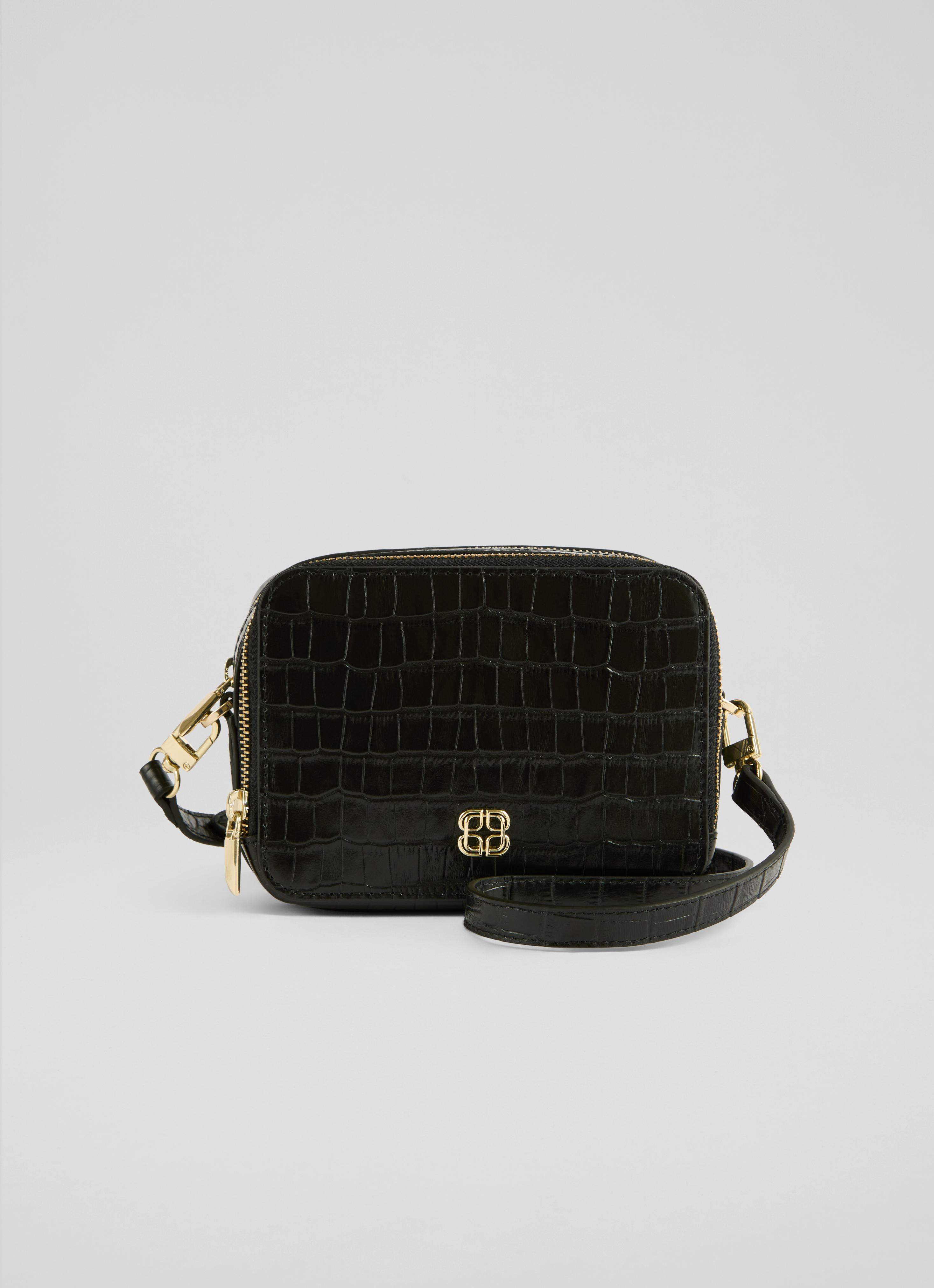 Kira Black Croc Effect Bag | Handbags | Collections | L.K.Bennett